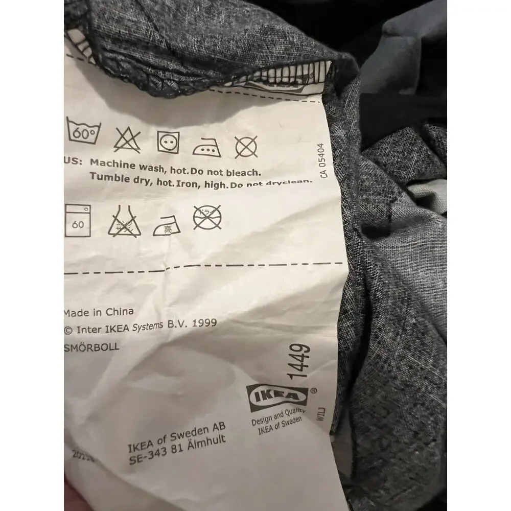 Vintage IKEA SMORBOLL Duvet Cover Full size Black Gray Polka Dots New NWOP
